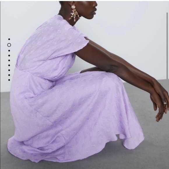 NWT Zara Cap Sleeved Lightweight Flowy V-Neck Draped Purple Maxi Dress Size XS - Picture 12 of 15